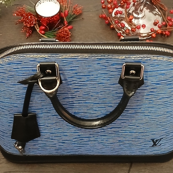 Louis Vuitton Alma PM Epi Denim Leather Handbag Boston Bag Blue - Picture 9 of 15